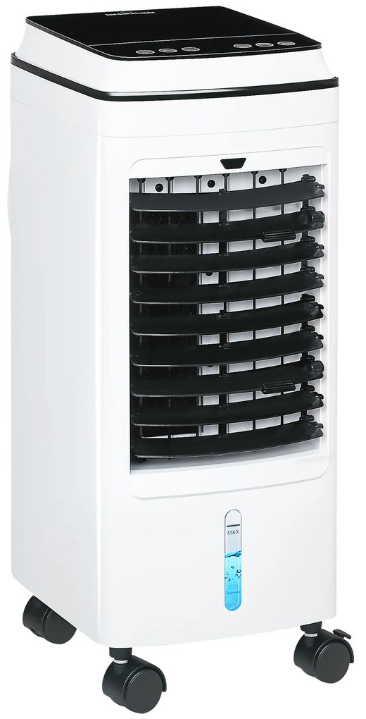 HOMCOM Climatizador 3 em 1 Portátil 75W com 3 Velocidades Temporizador até 8H Depósito de 4 L Oscilação de 60º 24x28,5x60,5 cm Branco | Aosom Portugal