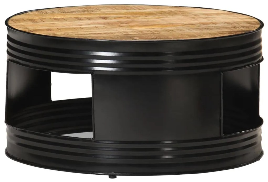Mesa de centro 68x68x36 cm mangueira áspera maciça preto