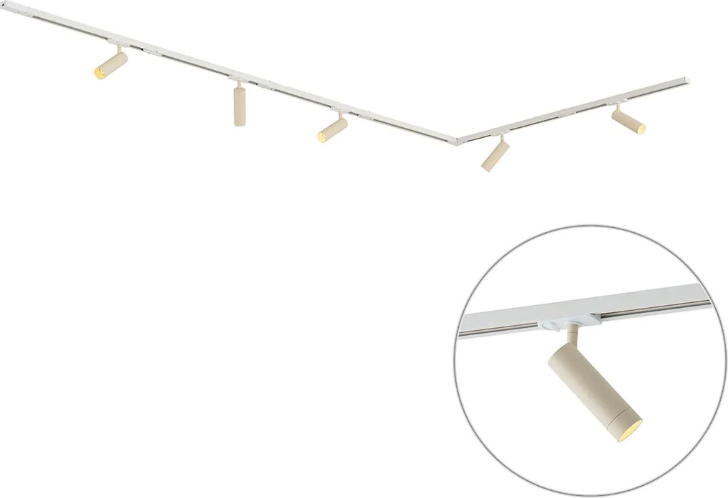 Sistema de calhas de iluminação moderno com 5 focos branco com bege 1-fase GU10 35mm - Iconic Jeana Luxe