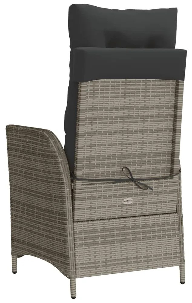 Cadeiras jardim reclináveis 2 pcs c/ apoio de pés vime PE cinza