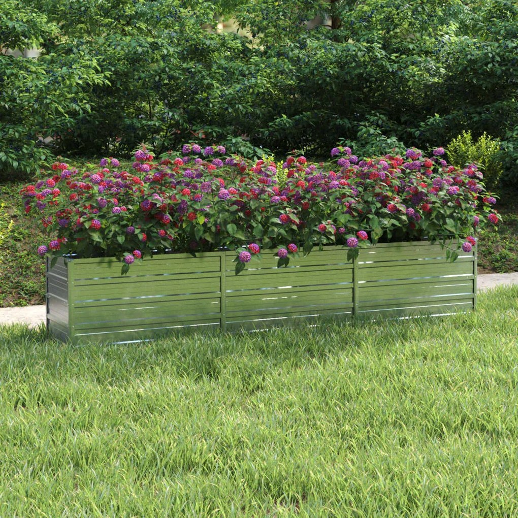 316889 vidaXL Canteiro elevado de jardim 240x40x45cm aço galvanizado prateado