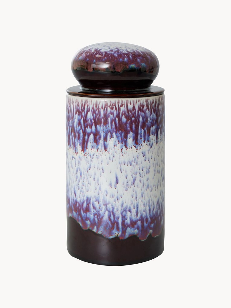 Pote com tampa artesanal Reactive Glaze 70's