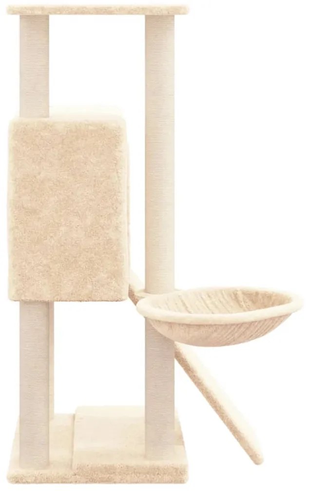 Árvore para gatos c/ postes arranhadores sisal 96 cm cor creme