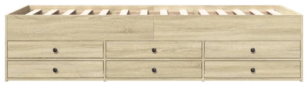 Sofá-cama com gavetas sem colchão 90x200 cm carvalho sonoma