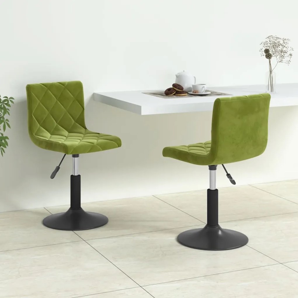 vidaXL Cadeiras de jantar giratórias 2 pcs veludo verde-claro