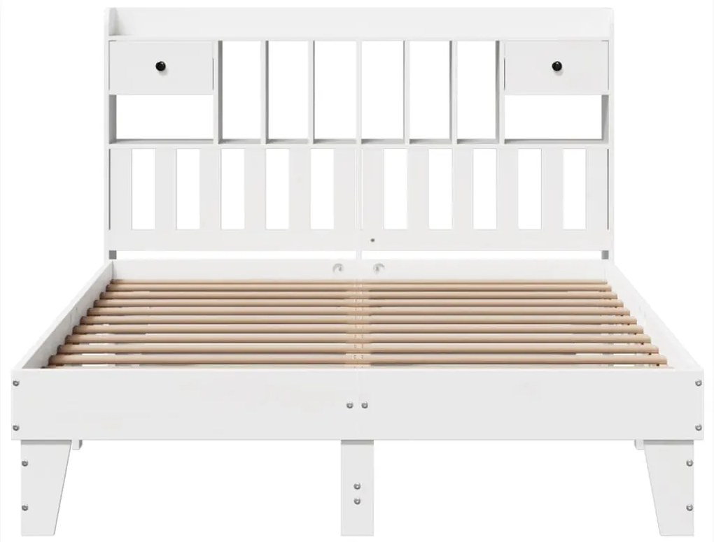 Cama sem colchão 150x200 cm madeira de pinho maciça branco