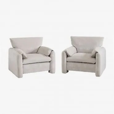 Pack De 2 Cadeiras Estofadas Serra Chenille Cinzento Claro - Sklum
