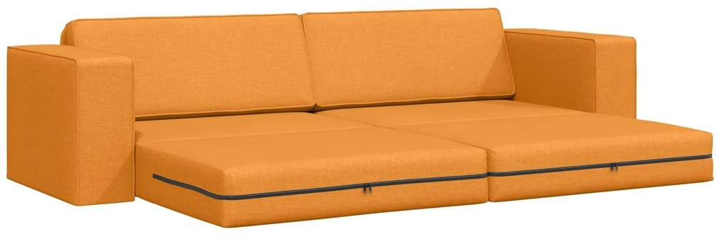 Sofá Cama de Chão 2-em-1 Amarelo Escuro 245x150x60.5 cm Tecido