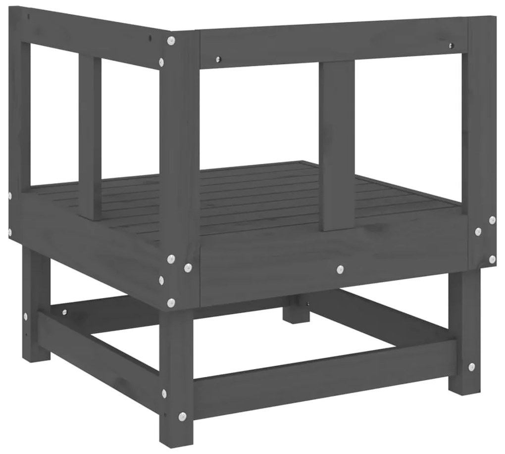 Sofás de canto para jardim 2 pcs madeira de pinho maciça cinza