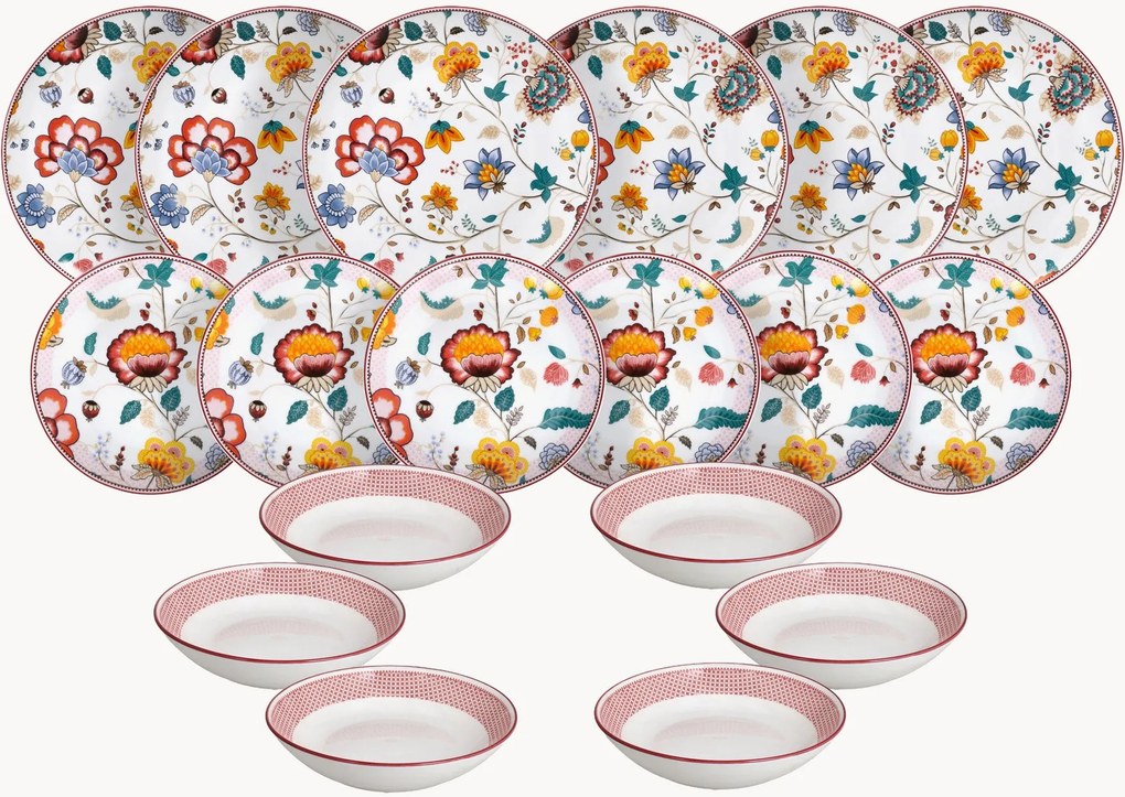 Conjunto de loiça em porcelana Moon, 6 pessoas, conjunto de 18