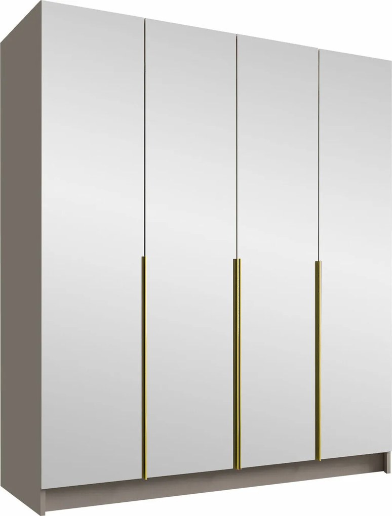 Roupeiro Closico Navor III, Dourado, Caxemira, 215x200x58cm, 176 kg, Portas para roupeiro: Com dobradiças