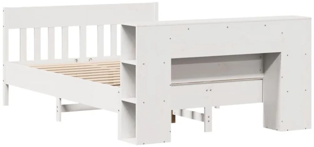 Cama com estante sem colchão 160x200 cm pinho maciço branco