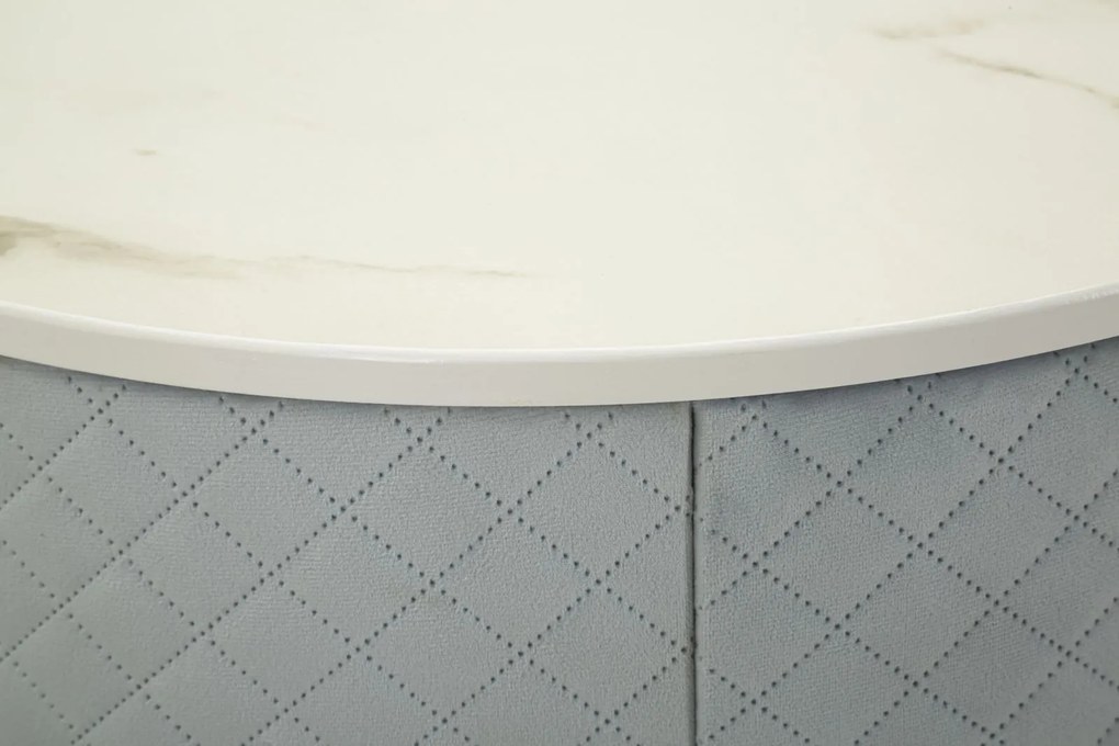 MESA DE CABECEIRA/TOCADOR COM PUFF Ø52X70 - Ø36X39 CM AZUL CLARO E DOURADO