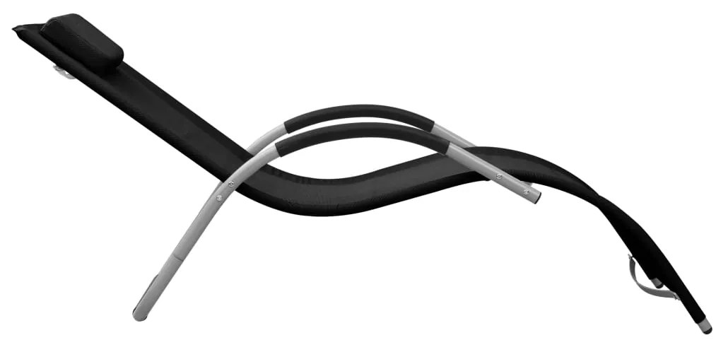 Espreguiçadeira textilene preto e cinzento