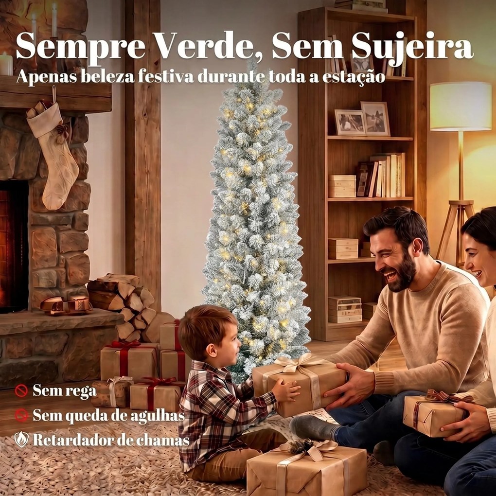 Árvore de Natal Nevada com 150 Luzes LED 150 cm 8 Modos 250 Pontas Verde e Branco