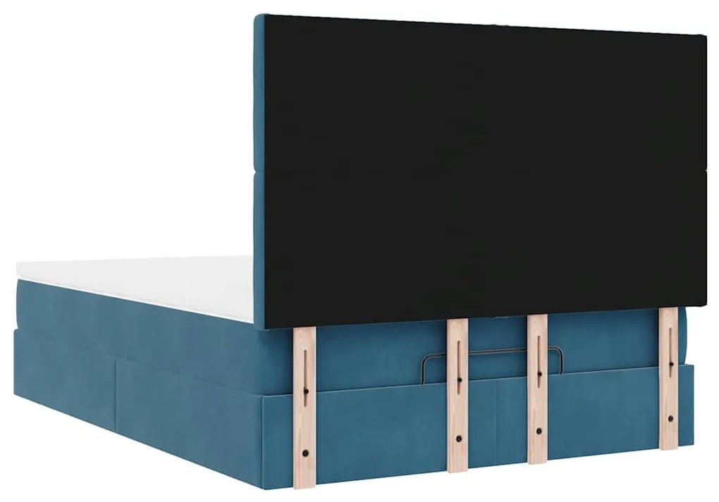 Estrutura cama otomana colchões 140x190 cm veludo azul escuro