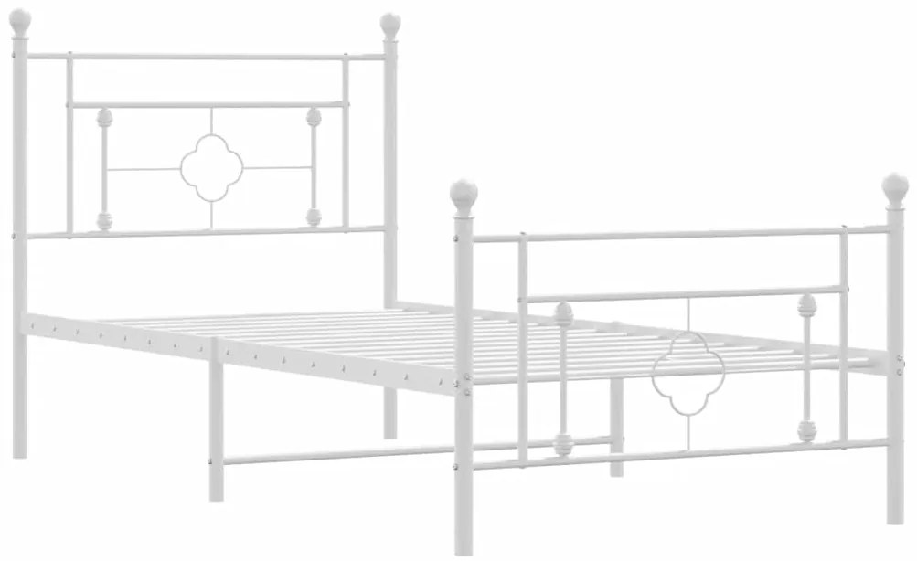 Estrutura de cama com cabeceira e pés 100x200 cm metal branco