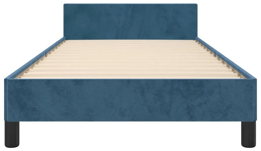 Estrutura de cama c/ cabeceira 80x200 cm veludo azul-escuro