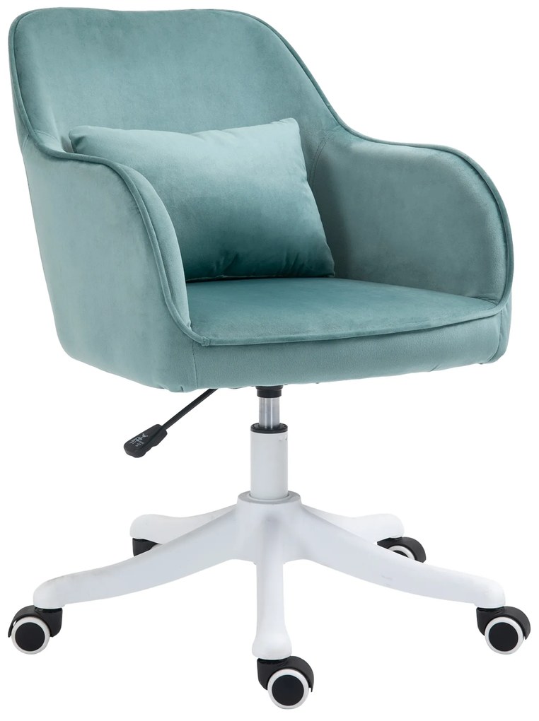 Vinsetto Cadeira de Escritório de Massagem em Veludo com Função de Vibração 55x65x86 cm Verde | Aosom Portugal