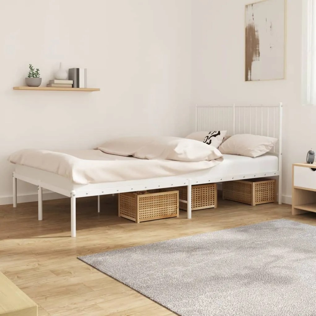 vidaXL Estrutura de cama com cabeceira 120x190 cm metal branco