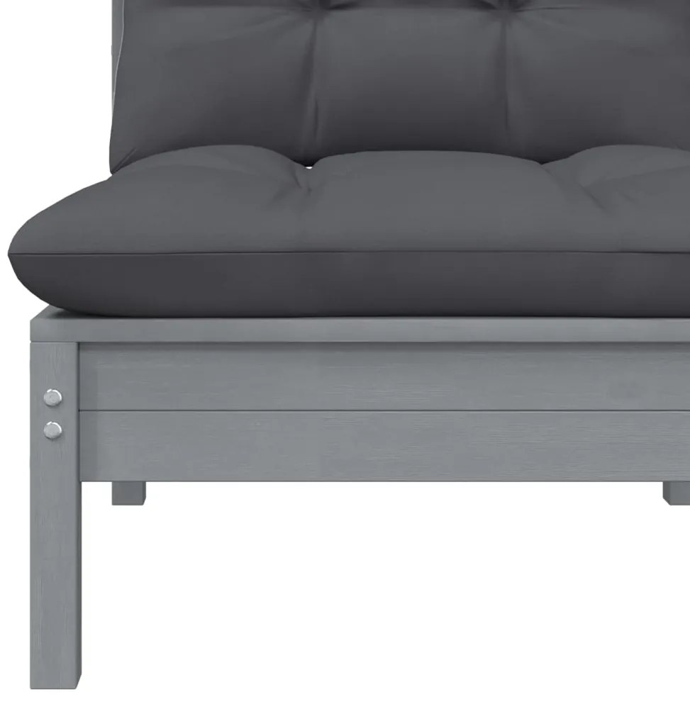 7 pcs conjunto lounge de jardim c/ almofadões pinho maciço