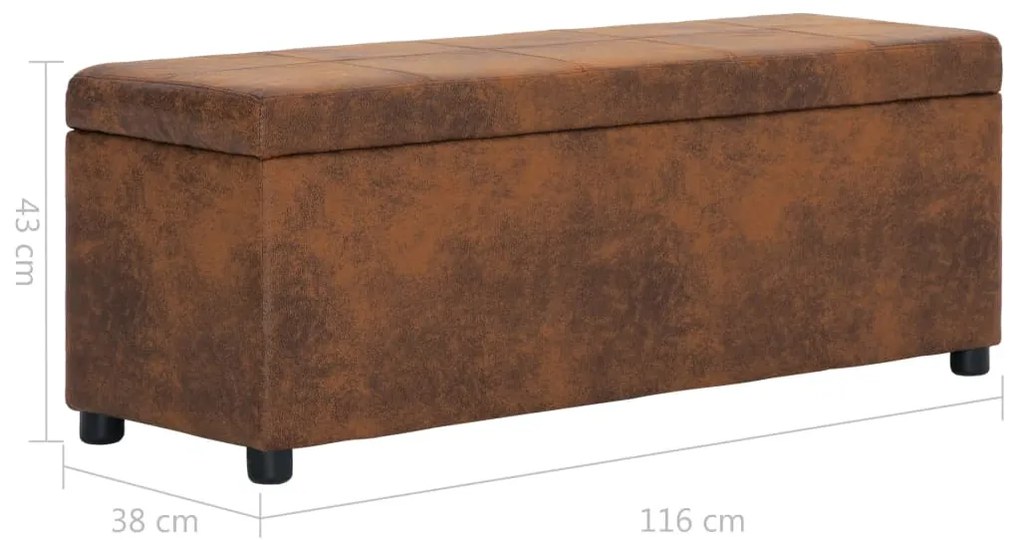 Banco c/ comp. arrumação 116 cm camurça artificial castanho