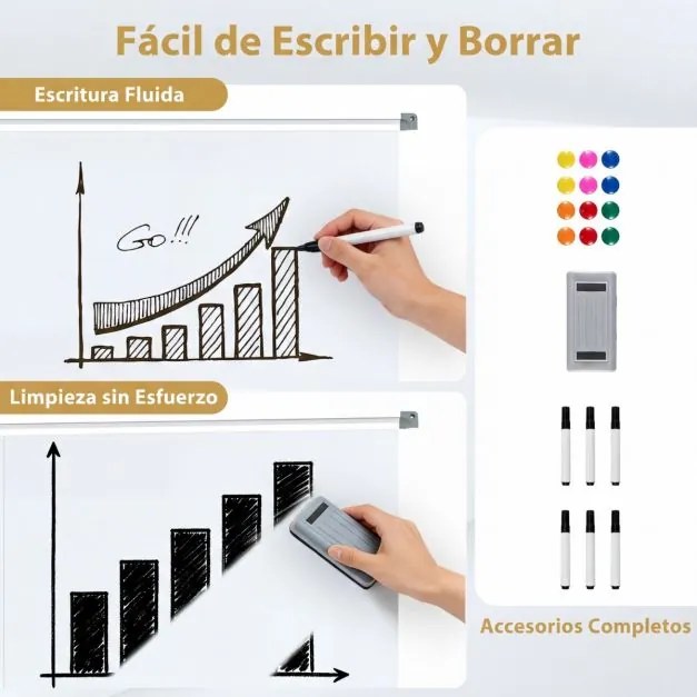 Quadro magnético 156 x 54 x 195/215 cm dupla face móvel com suporte ajustável e rodas bloqueáveis para escritório, casa e sala de aula Branco