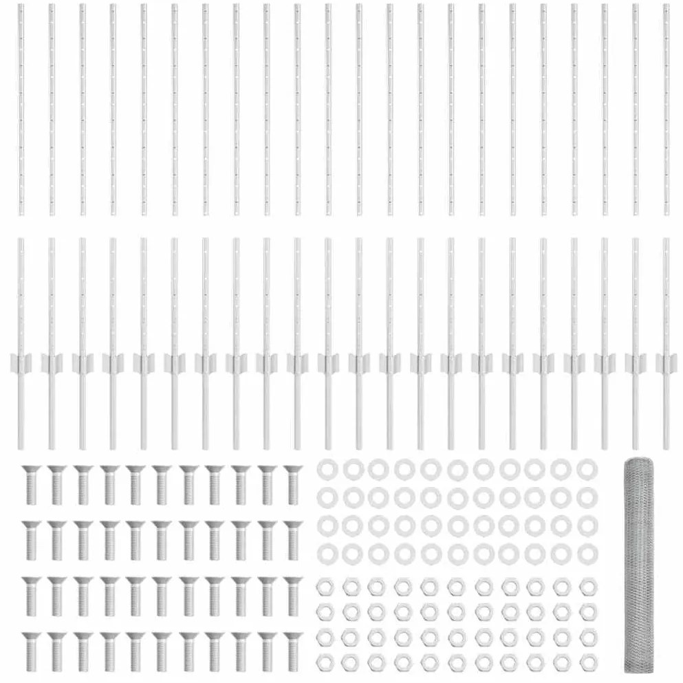 Postes de Cerca 22 pcs U-Channel 100 cm Aço Galvanizado