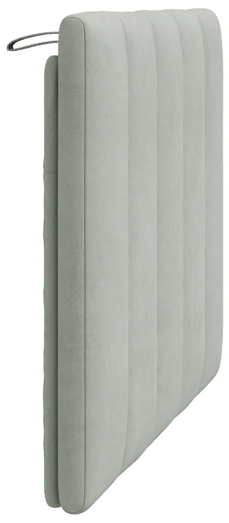 Almofadão de cabeceira 100 cm veludo cinzento-claro