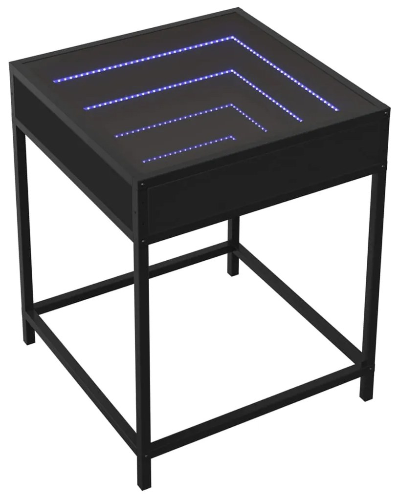 Mesa de centro com luzes LED Infinity 40x40x51 cm preto