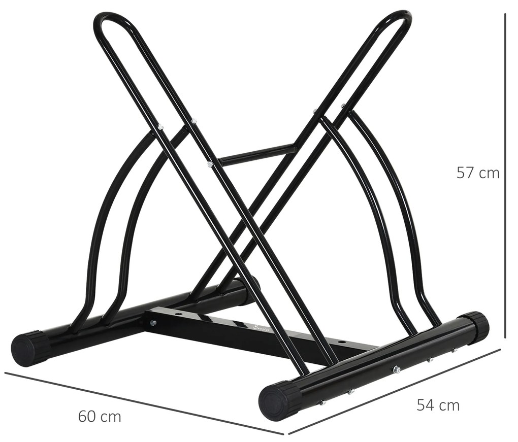 Suporte de estacionamento cruzado para 2 bicicletas Estável Fácil de montar Portátil  60x54x57cm Preto