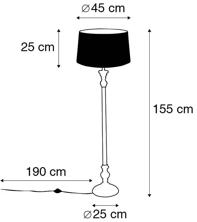 Candeeiro de pé com abajur de linho castanho 45 cm - Classico Clássico / Antigo,Country / Rústico