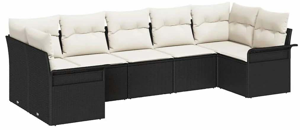 Conjunto de Sofá de Jardim de 7 peças da com almofadas em rattan sinté