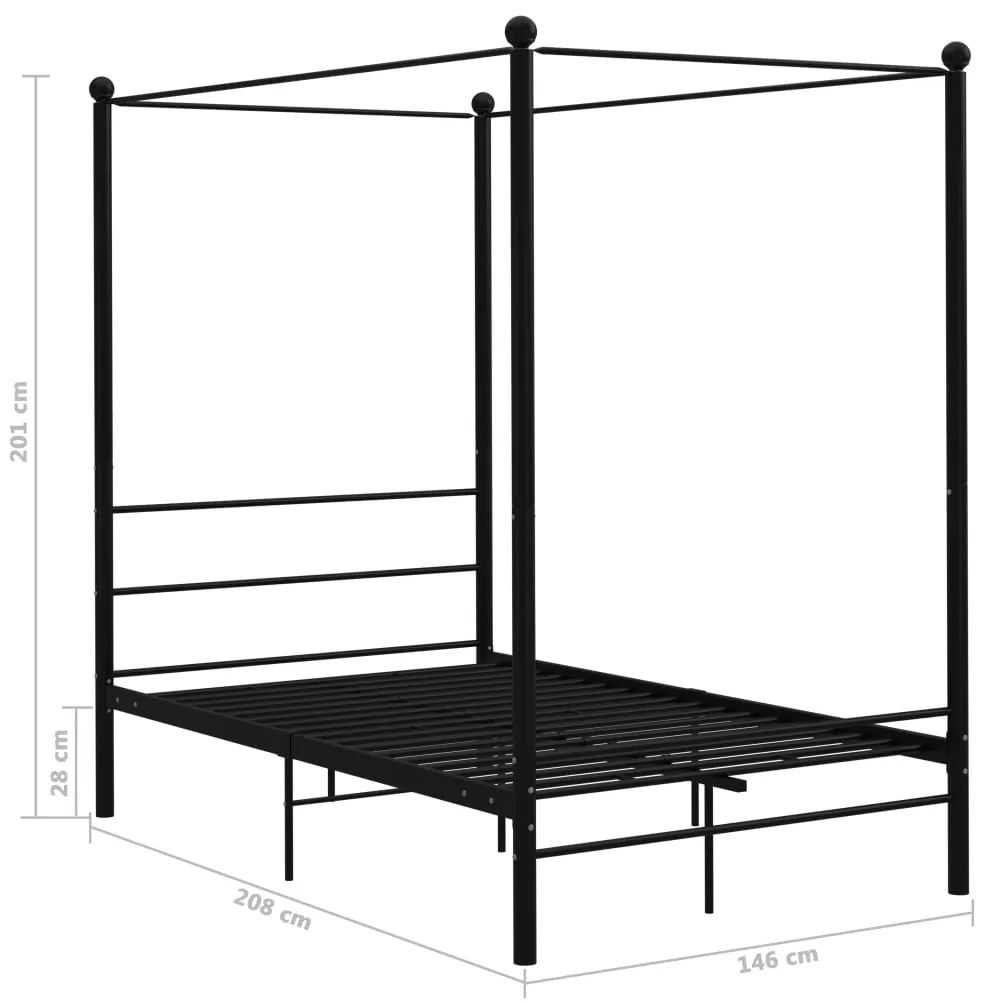 Estrutura de cama com dossel 140x200 cm metal preto
