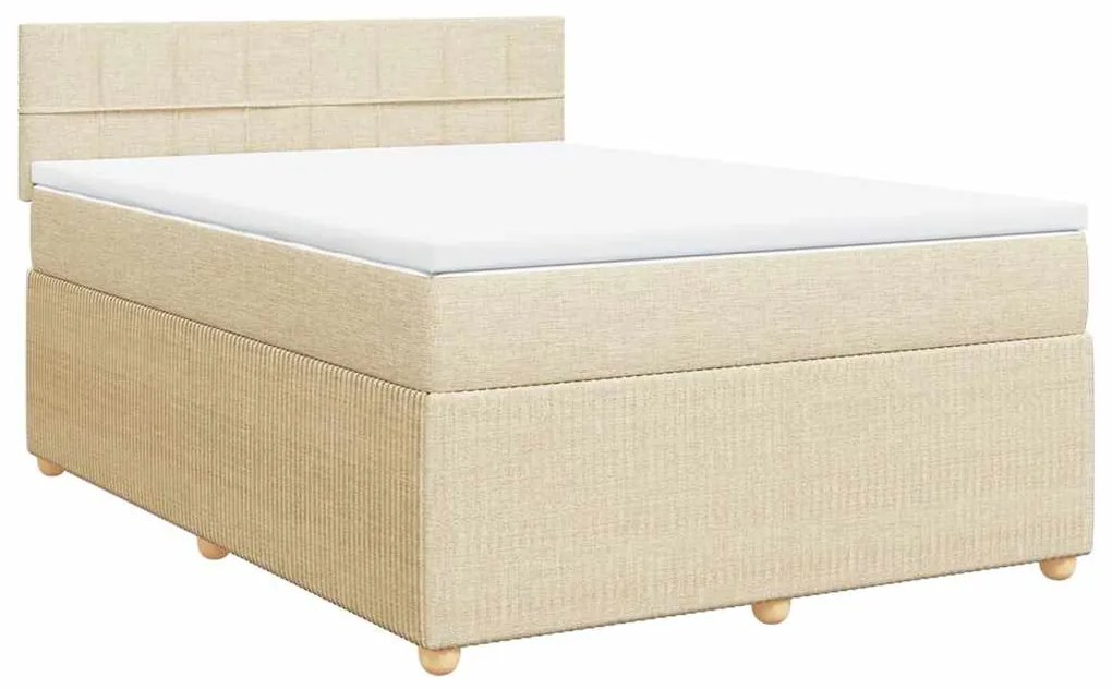 Cama com molas/colchão 140x200 cm tecido cor creme
