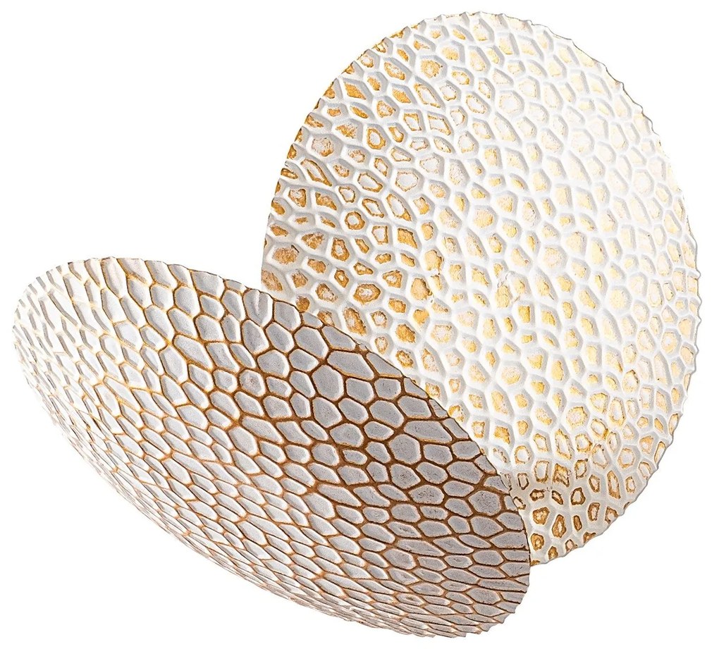 Candeeiro de Parede Yosma - Branco e Dourado - 21cm x 21cm x 15cm