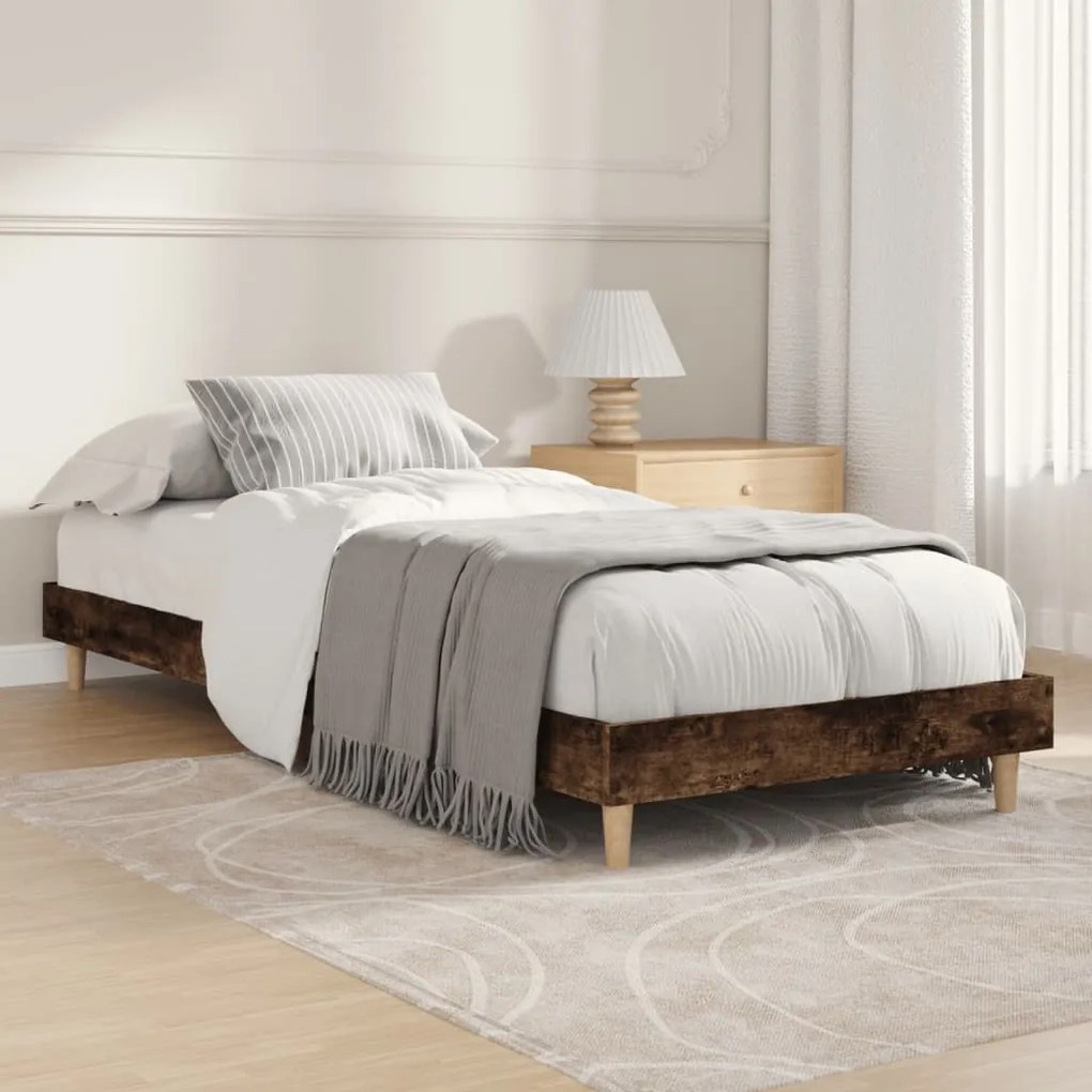 Estrutura cama s/ colchão derivados de madeira carvalho fumado