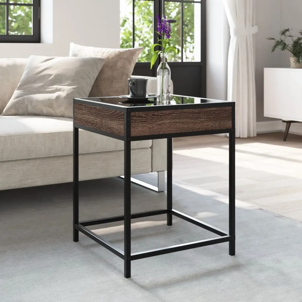 Mesa de centro luzes LED Infinity 40x40x51 cm carvalho castanho