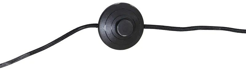 Candeeiro de pé moderno preto com cúpula cinzenta em veludo - Rich