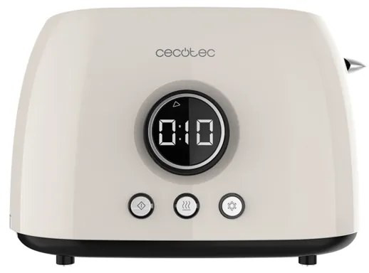 Torradeira digital de 800 W ClassicToast 8000 Beige Double, 2 ranhuras extralargas para 2 torradas, Ecrã Digital, 3 funções, suporte superior, design