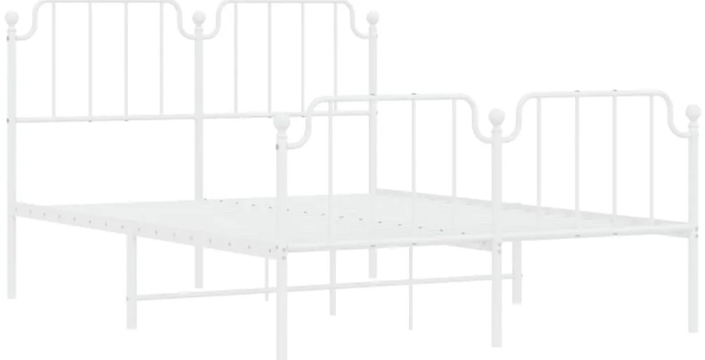 Estrutura de cama com cabeceira e pés 140x190 cm metal branco
