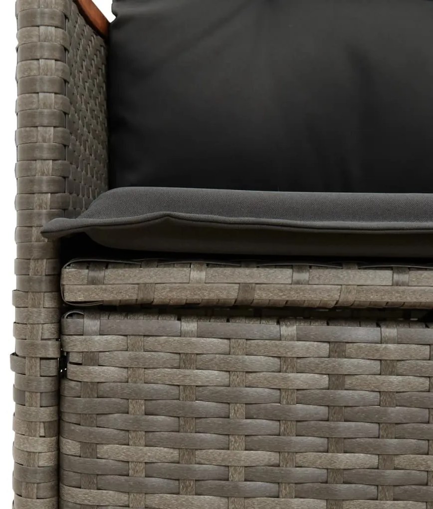 Sofá de jardim reclinável 2 lugares com mesa vime PE cinzento