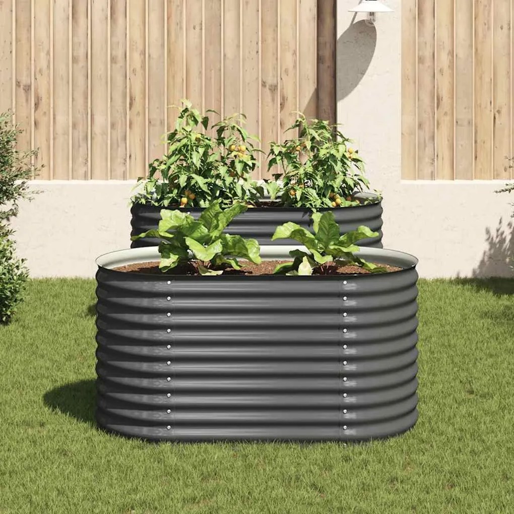 Canteiro elevado de jardim aço galvanizado 160x80x81cm cinzento