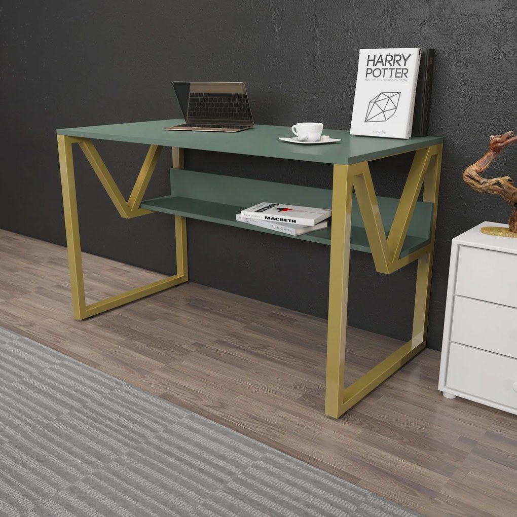 Secretária Lona – Verde Dourado – 120x72,8x60 cm