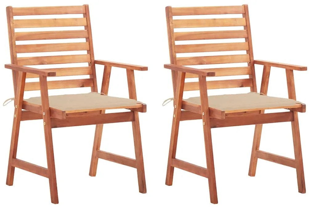 Cadeiras de jantar p/ jardim 2 pcs c/ almofadões acácia maciça