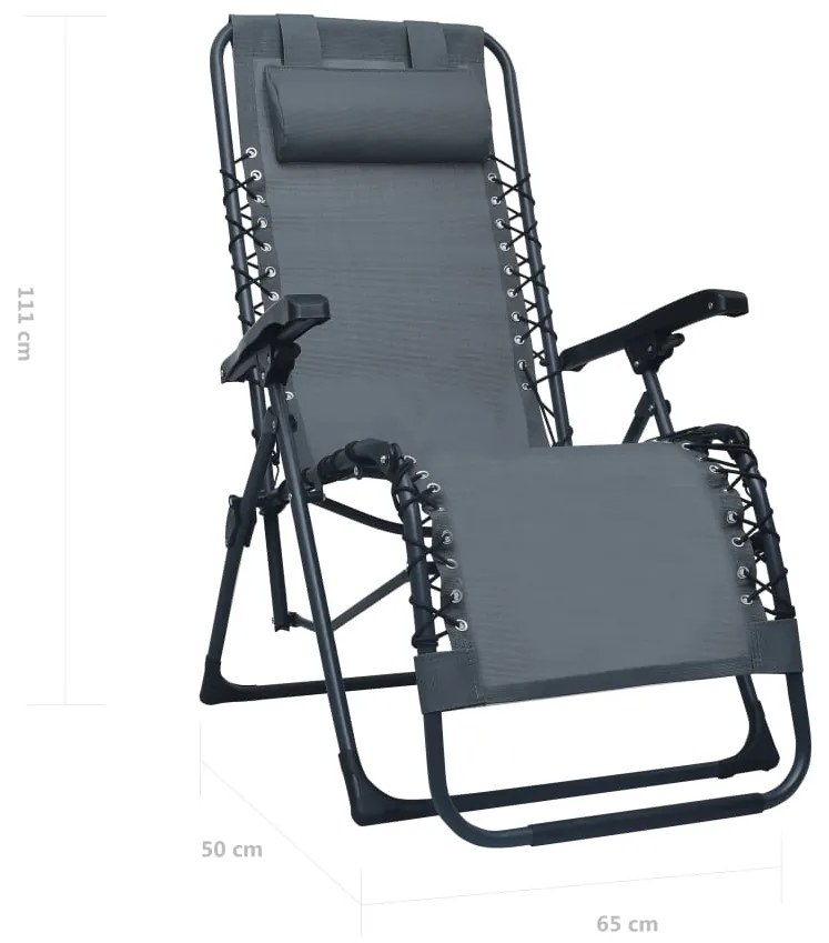 Cadeira de pátio dobrável textilene cinzento
