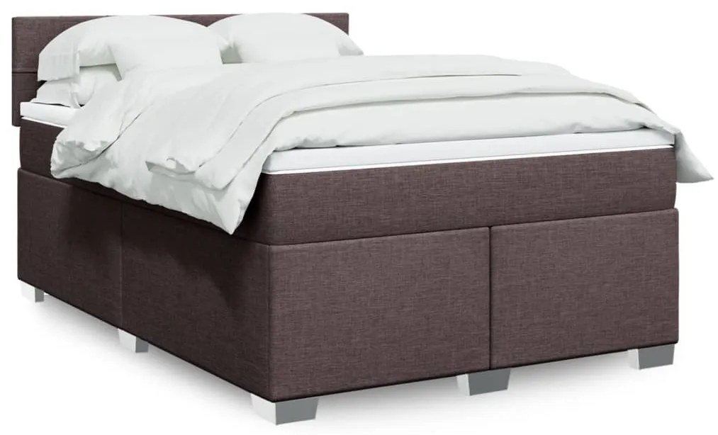 vidaXL Cama com molas/colchão 140x200 cm tecido castanho-escuro