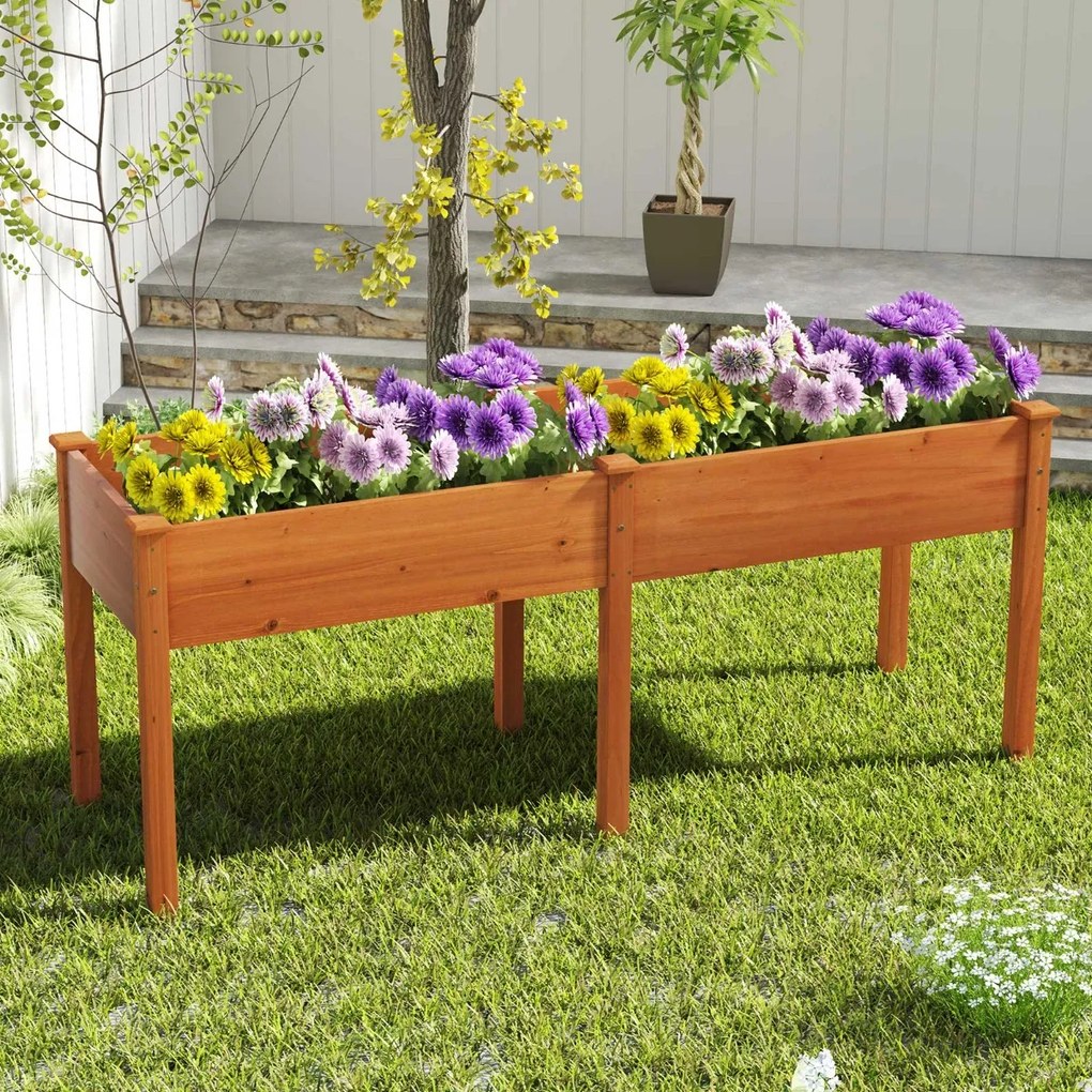 Floreira elevada com separador e 8 orifícios de drenagem para vegetais e flores para jardim ou terraço 184 x 58 x 77 cm Amarelo