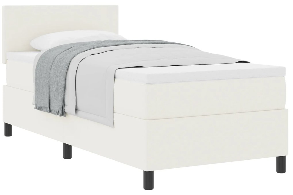 Cama Box Spring com Colchão Creme 90x200 cm Tecido de Veludo