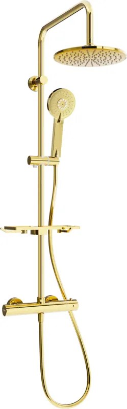 Mexen KT40 conjunto de ducha de superfície com chuveiro de chuva e misturadora termostática, dourado - 771504093-50